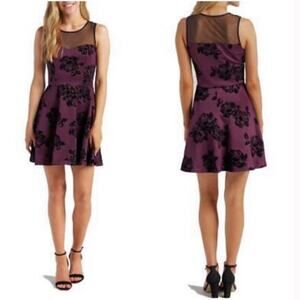 Trixxi Purple and Black Floral Dress Size Juniors Medium